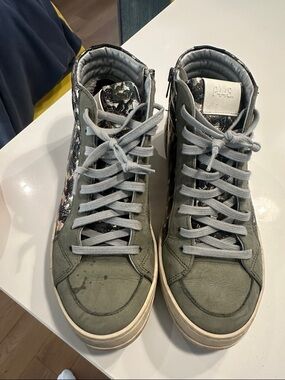 P448 High-Top Sneakers with Metallic Marbled Panels